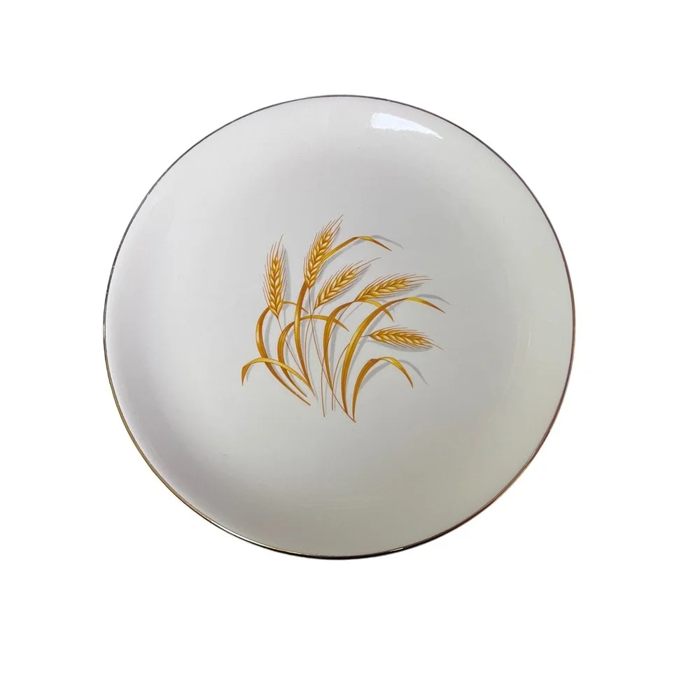 Vintage Golden Wheat‎ Dinner Plate 22K Gold Trim Oven Proof Made USA